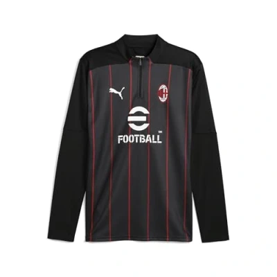 Bild av A.C. Milan Prematch 1/4 dragkedja topp, sportig fotbolls och träningsjacka, officiell produkt, svart, vuxen, S