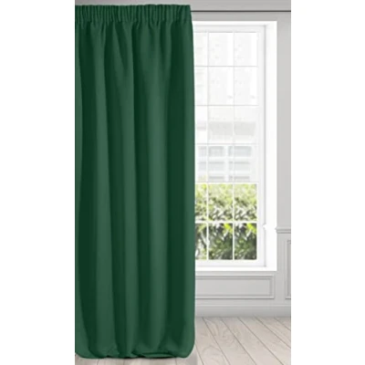 Bild av Eurofirany LOGAN gardin ogenomskinlig, mörkläggningsgardin, satin mörkläggningsgardin med veckband 1 st. Elegant, slät, enfärgad, vardagsrum, sovrum, 135 x 270 cm, mörkgrön