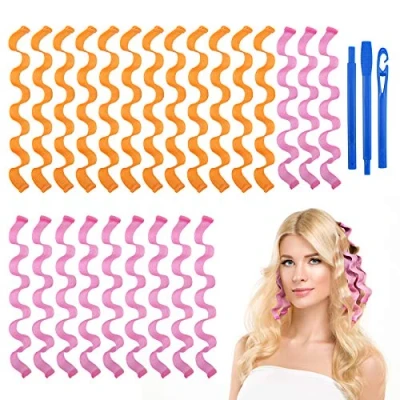 Bild av URAQT Hårrullar För Långt Hår, 24st Wave Curls, No Heat Hair Curlers Styling Kit Med Stylingkrokar, Hälsosam Gör Det Självfrisyr Kvinnor Tjejer (45cm)