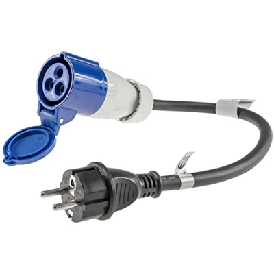 Bild av ChiliTec CEE adapterkabel koppling till jordkontakt 35cm IP44 stänksäker 230V / 16A 3 polig för camping, båt, husbil, husvagn