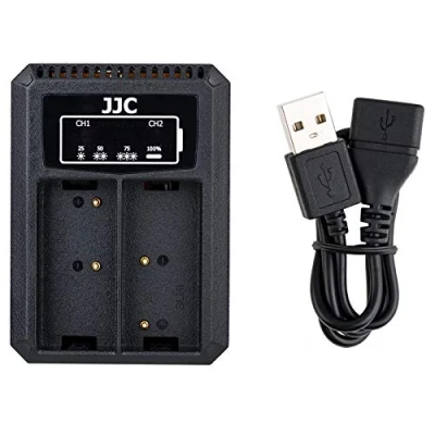 Bild av JJC Dubbel USB batteriladdare adapter för Olympus OM D E M1 Mark II, III, M1X kamera BLN 1 ersättningsbatteri BCH laddare