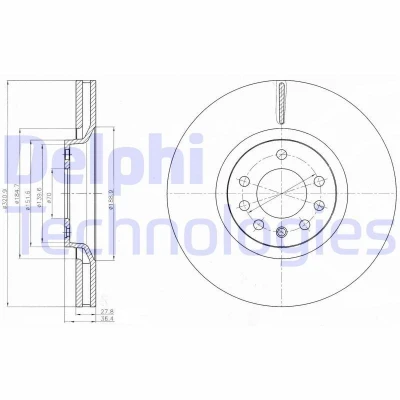 Bild av DELPHI BG4185C Disque de frein 321 28 5 ventilé revêtu à haute teneur en carbone sans roulement roue, bague ABS OPEL: Zafira B