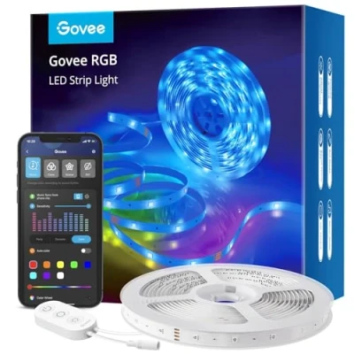 Bild av Govee WiFi LED remsa 5 m, smart RGB remsor, appstyrning, färgförändring, musiksynkronisering, fungerar med Alexa och Google Assistant