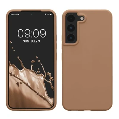 Bild av kwmobile fodral kompatibelt med Samsung Galaxy S22 telefonfodral mjukt TPU silikon trådlöst laddningsskydd för cappuccino