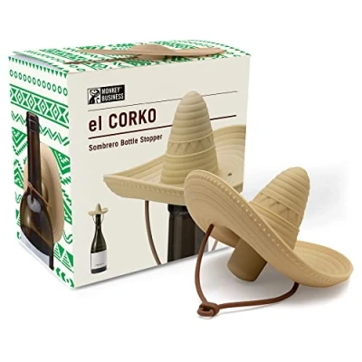 Bild av Silikon vinpropp/rolig sombrero formad kork tätar flaska och håller vin färskt/söta vintillbehör/roliga kökstillbehör/el Corko flaskpropp från Monkey Business