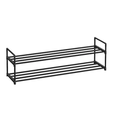 Bild av SONGMICS skohylla, 2 nivåer, metallhylla, för 10 till 12 par skor, stapelbar hylla, hall, vardagsrum, sovrum, 30 x 116 34 cm, svart LSA032B01