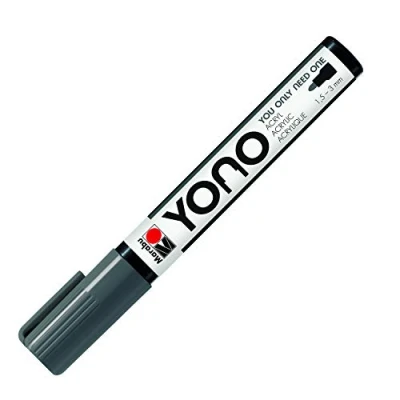 Bild av Marabu 12400103079 YONO märkpenna mörkgrå 079, mångsidig akrylpenna med japansk rund spets 1,5 3 mm, vattenbaserad, ljussnabb och vattentät, för nästan alla ytor