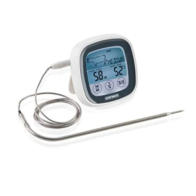 Bild av Leifheit Digital stektermometer, grilltermometer med förinställda matlagningssteg och timer, magnetisk köttermometer för ugnen, termometer inklusive batterier, perfekt matlagning