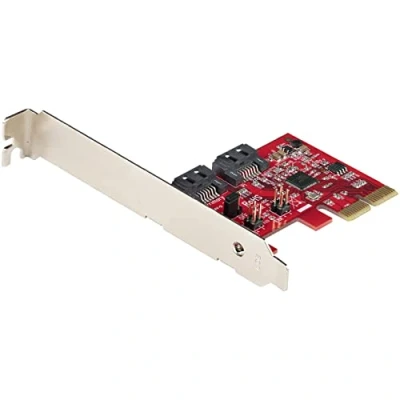 Bild av StarTech.com SATA PCIe kort 2 portars expansionskort 6 Gbps full/låg profil PCI Express till adapter/styrenhet ASM1062R RAID omvandlare