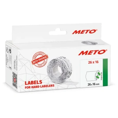 Bild av Original Meto prislappsetiketter (26 x 16 mm, 2 rader, 6 000 stycken, vita, avtagbara, prislappar för Meto, Contact, Sato, Avery, Tovel, Samark etc.)