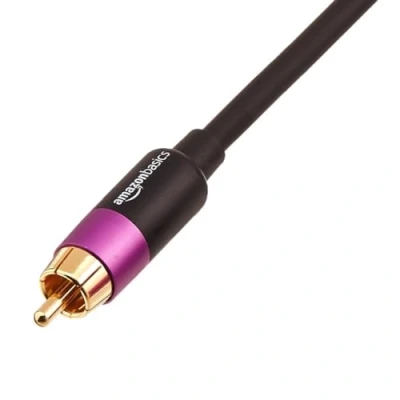 Bild av Amazon Basics 1 RCA ljudkabel för subwoofer, förstärkare, aktiva högtalare med guldpläterade pluggar, svart, 2,4 m