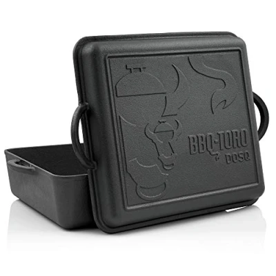 Bild av BBQ Toro Dutch Oven Pan gjutjärnsgryta 9,5 liter preseasoned redan inbränd gryta med lock,