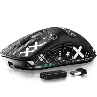 Bild av ATTACK SHARK X3 Pro 4K/8K Hz mus, 49g SUPERLIGHT, PixArt PAW3395 spelsensor, BT/2.4G trådlös/trådbunden spelmus, 6 justerbara DPI upp till 26000, 200 timmars batteri (svart)
