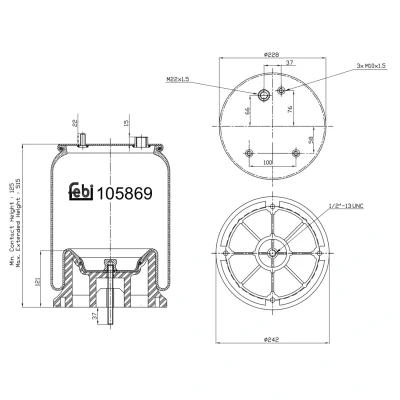 Bild av FEBI BILSTEIN 105869 Soufflet à air, suspension pneumatique DAF: CF 85