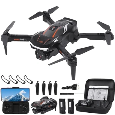Bild av Drönare med 1 080 p HD kamera för barn, radiostyrd, hopfällbar quadrokopter 2 batterier, FPV WiFi signal, tyngdkraftssensor, 3D flipläge, enknapps start/landning, höjdhållnings och headless läge.