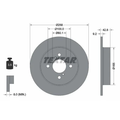 Bild av TEXTAR PRO 92227903 Disque de frein 258 9,2 04/06 100 plein revêtu sans boulon fix roue, moyeu roue SUZUKI: Ignis 2, I