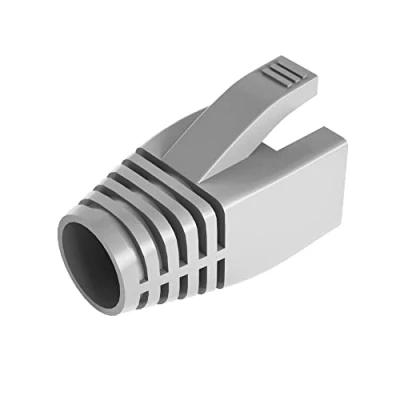 Bild av 50 st Cat6 Cat6A Cat7 avlastningsstövel, RJ45 pluggkontakt skydd modulärt nätverkskontakt kontakt lock kabelkontakt stövlar, grå
