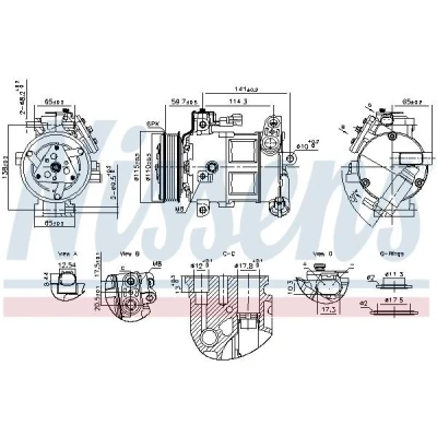 Bild av NISSENS 891186 Compresseur De Climatisation 6SBU14C R 134a, 1234yf