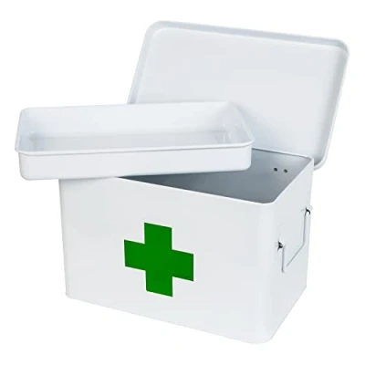 Bild av HMF husapotek av metall för medicinförvaring 32,5 x 20 20,5 cm vit