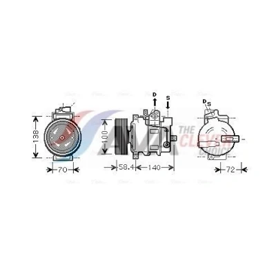 Bild av PRASCO AIAK262 Compresseur De Climatisation 6SEU14C R 134a AUDI: A4 B6 Avant, B7 Berline, Berline