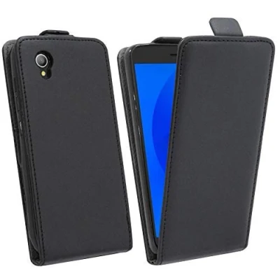 Bild av Vikbar väska kompatibel med Alcatel 1 (5033D) skyddsväska skyddshölje flip fodral tillbehör etui i svart skal @cofi1453®