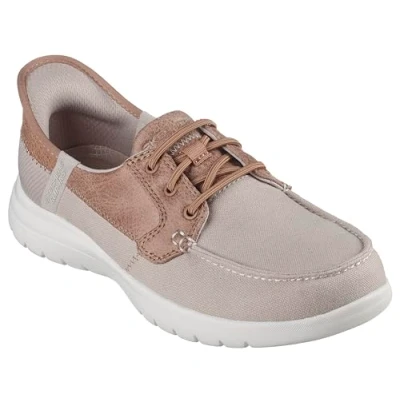 Bild av Skechers Dam On The go Flex Palmilla Hands Free Slip ins båtsko, toupe, 37.5 EU