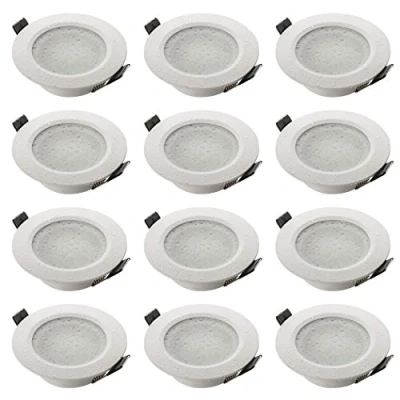 Bild av SEBSON Infälld Spotlight runt IP44 för Badrum Set av 12 Vit aluminium Tak Monteringsram håldiameter 70mm Takspotlight inkl. GU10 uttag LED/halogen