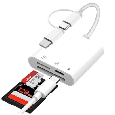 Bild av iPhone SD kortläsare, 【Apple MFI certifierad】 3 i 1 blixt kortadapter, kortläsare