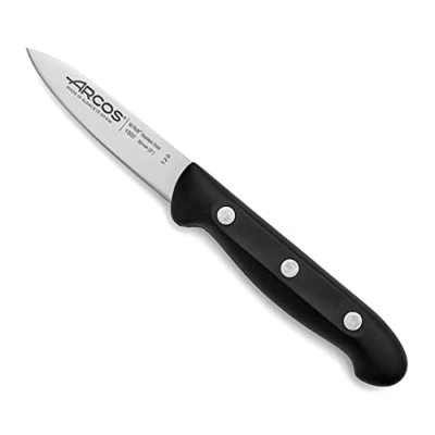 Bild av ARCOS Paring Knife Rostfritt Stål. Professionell Kökskniv för Skalning av Frukt och Grönsaker. Ergonomisk Polyoxymetylenhandtag 80mm Blad. Serie Maitre. Färg Svart.