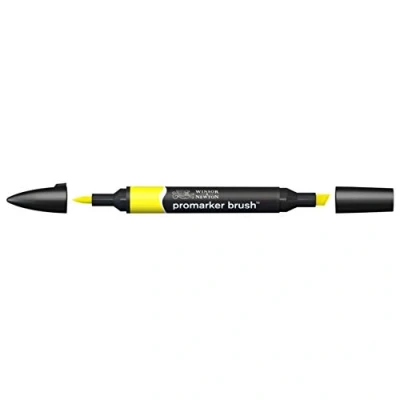 Bild av Winsor &amp; Newton 0204173 penselmärkpennor (för ritningar, kalligrafi, design och layouter, randfri ritning med kil penselspets) gul