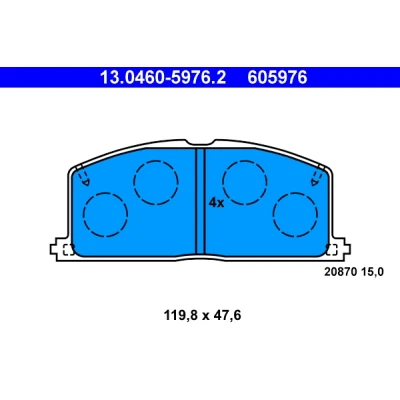 Bild av ATE 13.0460 5976.2 Jeu de plaquettes frein non préparé pour indicateur d&#039;usure, contact signal d&#039;usure exclu TOYOTA: Celica V Coupe