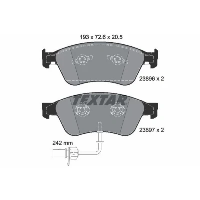 Bild av TEXTAR 2389601 Jeu de plaquettes frein avec contact du palpeur d&#039;usure intégré AUDI: A8 D3, A6 C6 Berline, VOLKSWAGEN: Phaeton
