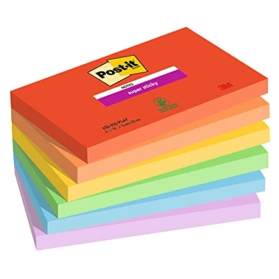 Bild av Post it Super Sticky 655 6SS PLAY Lapp, Flerfärgad, 76 mm x 127
