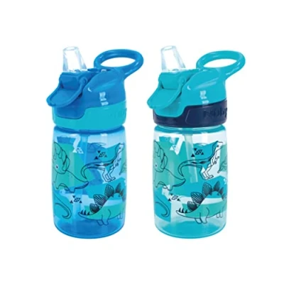 Bild av Nuby Otrolig vattenflaska i gulp inget spill aktiv smuttkopp för småbarn, 360 ml / 12 oz bärhandtag diskmaskins och mikrovågsugnssäker lämplig bägare 18 månader plus (dinosaurier, 2 pack)