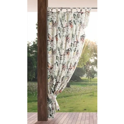 Bild av Eurofirany Garden utomhusgardiner med ögla 1 st. Avtagbara slingor, solskydd insynsskydd vindtäta vattentäta gardiner för paviljong terrass pergola, 155 x 220 cm, grått tryck