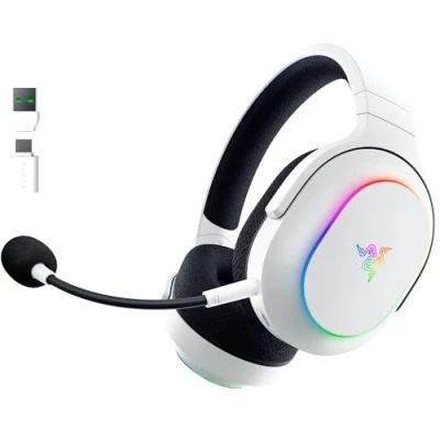 Bild av Razer Barracuda X Chroma Trådlöst multiplattformsheadset för spel med 6 zoner RGB (SmartSwitch Hyperspeed &amp; Bluetooth, 40 mm drivrutiner, avtagbar HyperClear Cardioid mikrofon) Vit
