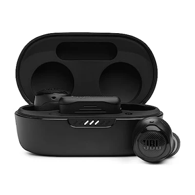 Bild av JBL Quantum Air TWS Trådlösa In ear Bluetooth hörlurar med True Adaptive brusreducering, utformad för spel på språng, 8h batteritid, svart