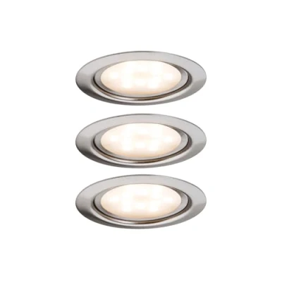 Bild av Paulmann 93553 LED infälld möbelbelysning Micro Line set om 3 3x4,5W 65mm borstat järn spot spotlight belysning