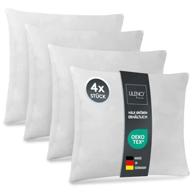 Bild av LILENO HOME Set om 4 kuddfyllning 50x60 cm 40C tvättbar innerkudde lämplig för allergiker polyesterkudde som soffkudde, sängkudde, cocktailkudde och kudde