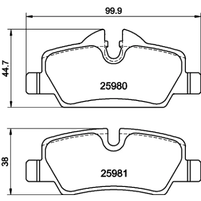 Bild av HELLA 8DB 355 021 481 Jeu de plaquettes frein préparé pour indicateur d&#039;usure avec vis d&#039;étrier accessoires MINI: 3/5 portes