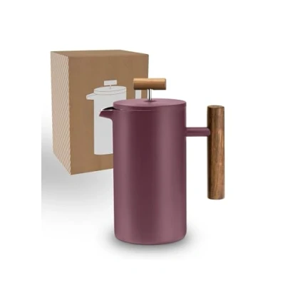 Bild av Lambda Coffee® Thermo French Press rostfritt stål I 3 storlekar tillgängliga kaffebryggare av Dubbelväggad: håller lång varm kaffepress (röd, 1 l (5 koppar))