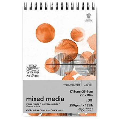 Bild av Winsor &amp; Newton 6694005 Mixed mediapapper i block 30 ark 17,8 x 24,5 cm, 250 g/m², FSC, syrafri, utan optiska blekmedel, stabil och åldringsbeständig för alla våta torra tekniker