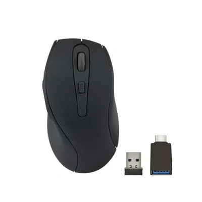 Bild av Speedlink AXON tyst mus trådlös PC trådlös, klick, med batteri uppladdningsbar USB C, antibakteriell yta gummerad, ergonomisk, 2,4 GHz, upp till 1600 dpi, svart