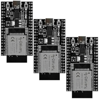Bild av AZDelivery 3 x ESP32 Dev Kit C V4 NodeMCU WLAN WiFi utvecklingstavla med USB anslutning kompatibel Arduino inklusive e bok! (ESP32 V2 efterföljare)