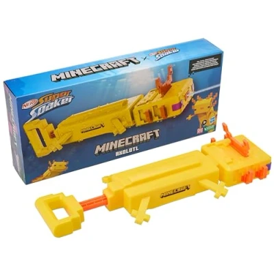 Bild av Nerf Super Soaker Minecraft Axolotl vattenblaster, gangsterdesign, utomhus vattenleksak, utomhusspel för barn
