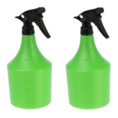 Bild av Relaxdays Sprayflaska set om 2, 1 l, påfyllningsbar, handspruta för blommor, växter, justerbart sprayhuvud, grön/svart