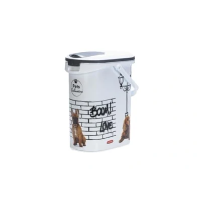 Bild av Curver Hundfoder behållare 10 L/4 kg husdjurskollektion lufttät luktsäker förvaring för hundmat 19 x 30 35 cm, vit