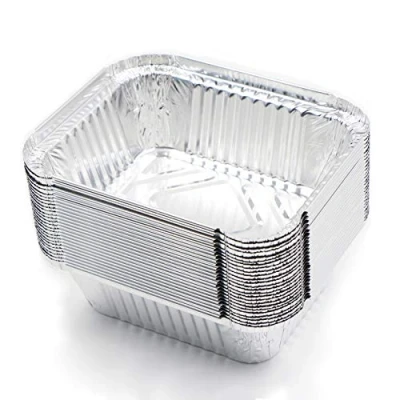 Bild av Fuxunamz Grill aluminiumskålar droppskålar grillskål ugnsform 25 stycken engångsskålar av aluminiumfolie, lämplig för bakning, stekning, matlagning, liten behållare 15 x 12 5 cm, 400 ml (utan