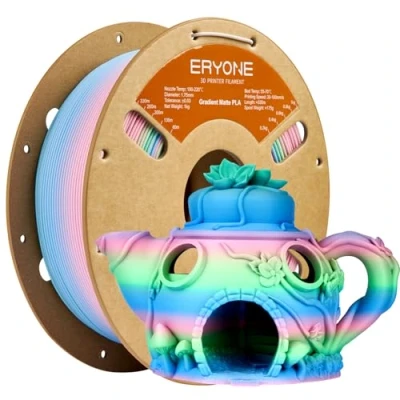 Bild av ERYONE 3D skrivarfilament av PLA, matt filament på 1,75 mm, regnbågsfärgat med gradient, måttnoggrannhet +/ 0,03 1 kg spole, flerfärgad fe färger (rosa, grön och blå)
