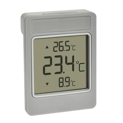 Bild av TFA Dostmann Digital fönstertermometer WINDOO, 30,1067.15, mätbar utomhustemperatur, enkel installation, väderbeständig, högsta och lägsta värden, med självhäftande film, utan borrning, grå vit